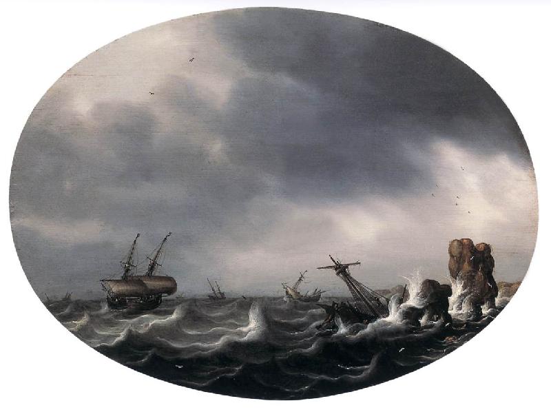 VLIEGER, Simon de Stormy Sea ewt France oil painting art